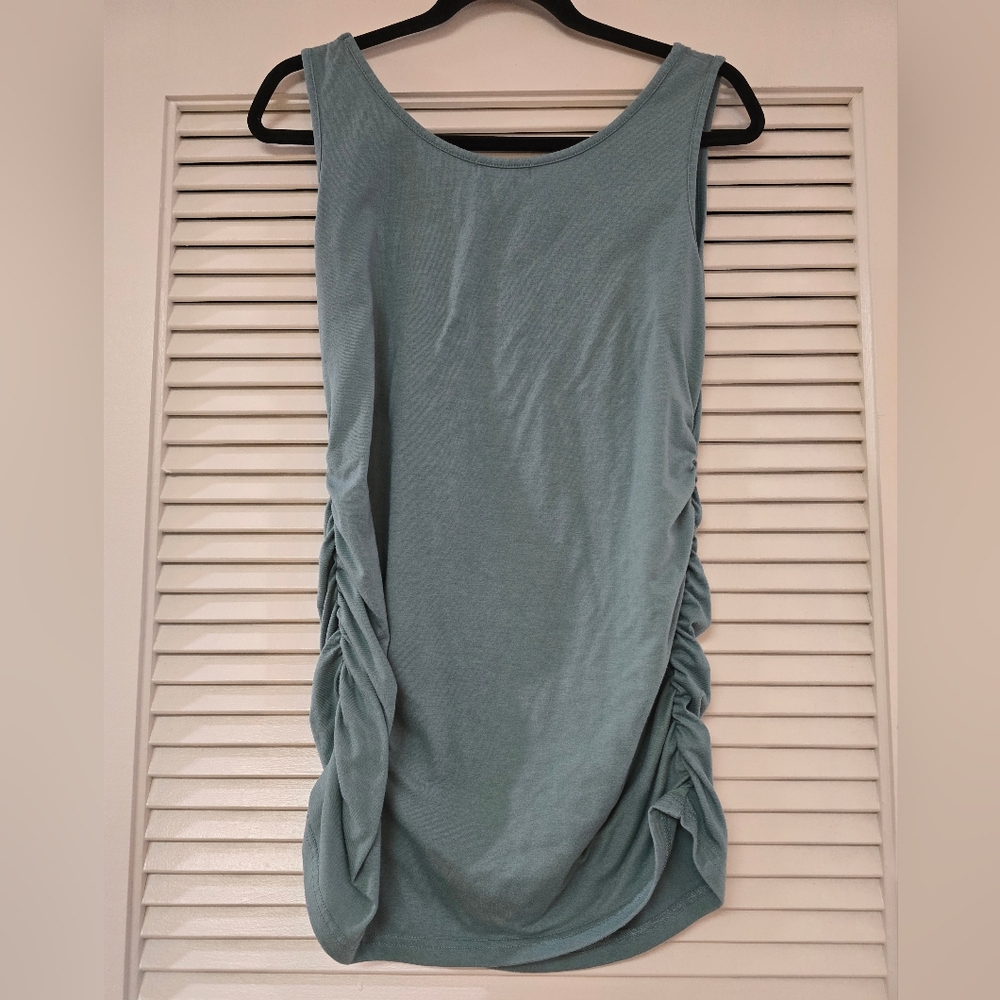 Bhome - (Maternity) Greenish-Blue Sleeveless Top With Ruched Side Detail - Picture 2 of 4